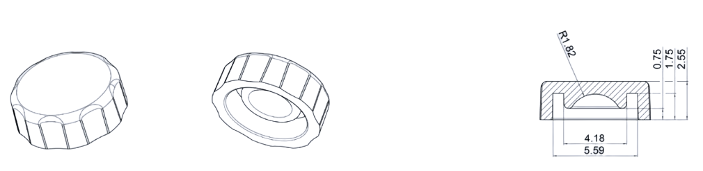 Details and dimensions of the female Luer flat cap