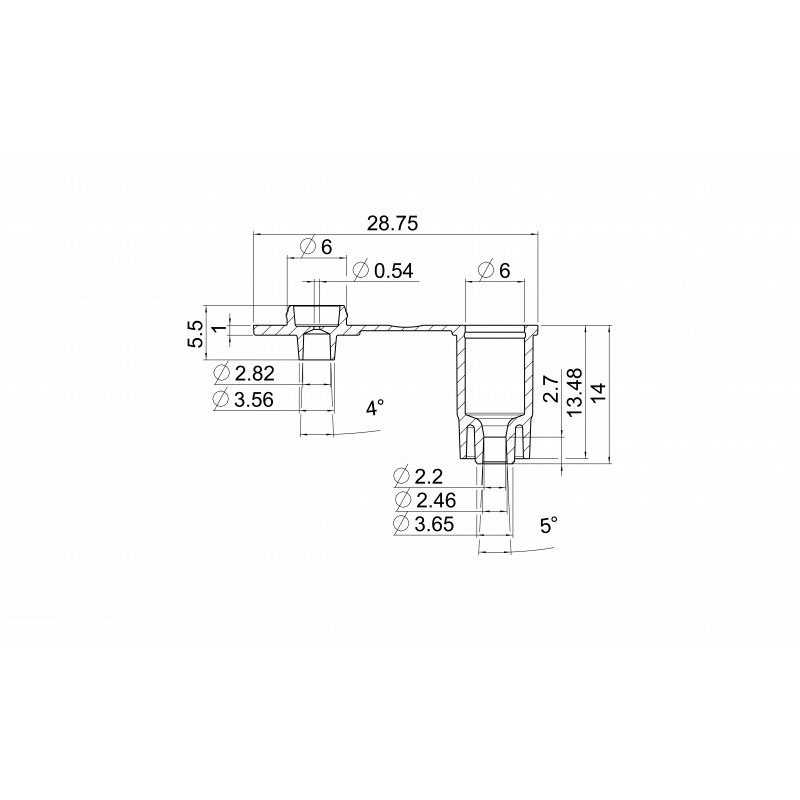 Drawings of the 200 &micro;L Tank with Luer Interface