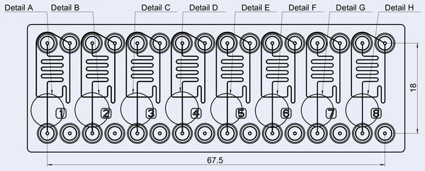 Dimensions of the droplet generator chip (50-80 µm)