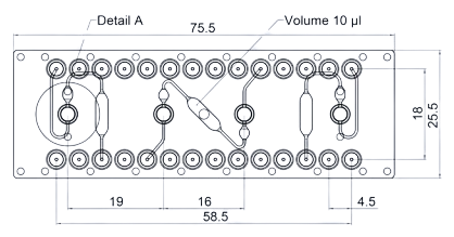 Schematic drawing of the Fluidic 1090 fiber sensor chip