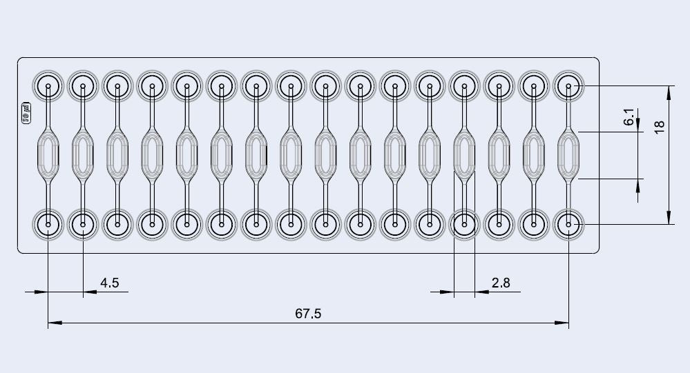 Dimensions of the 10 &micro;L reaction chamber chip