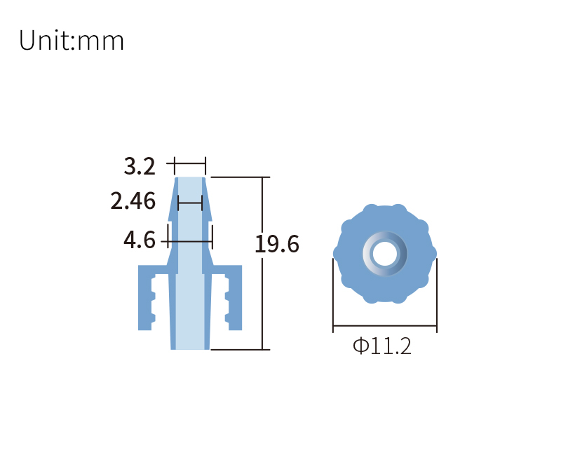 technical drawing of Male Luer to Barbed Adapter (10-pack) - PP AD-025