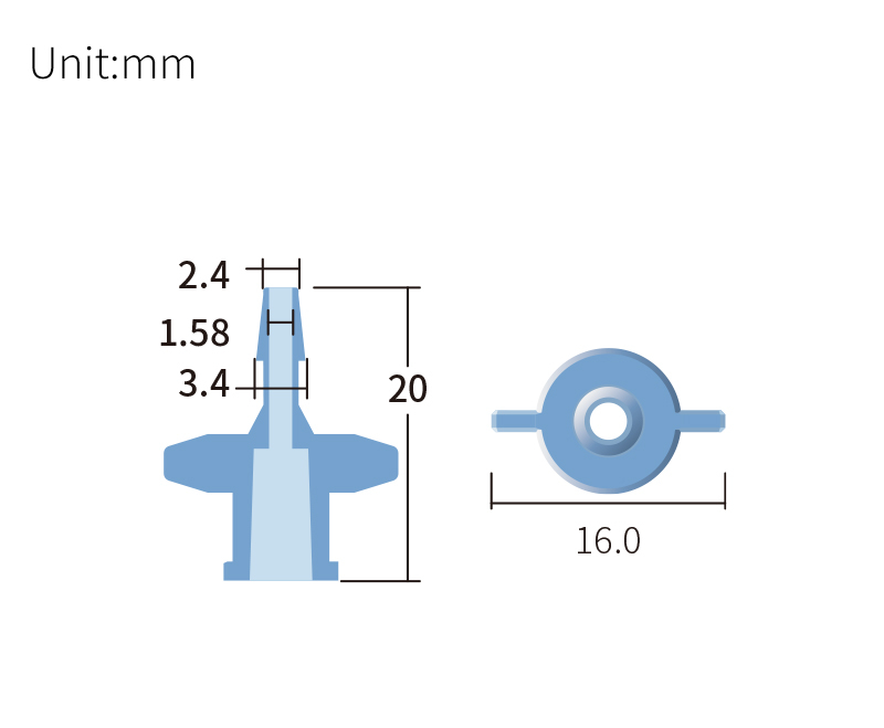 technical drawing of Female Luer to Barbed Adapter (10-pack) - PP AD-038