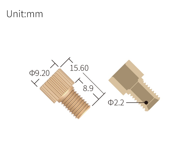 technical drawing of Flangeless Nut Short 1/4-28 (pack of 10) - PEEK NU-014