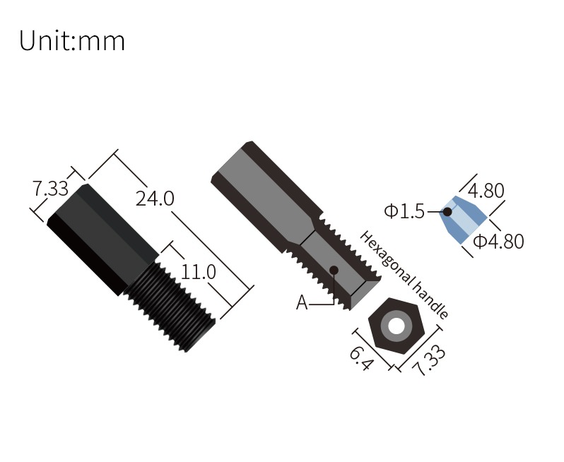 technical drawing of Antitwist Flangeless Fitting for 1/4-28 (Pack of Test Sample) &ndash; PPS ST-019