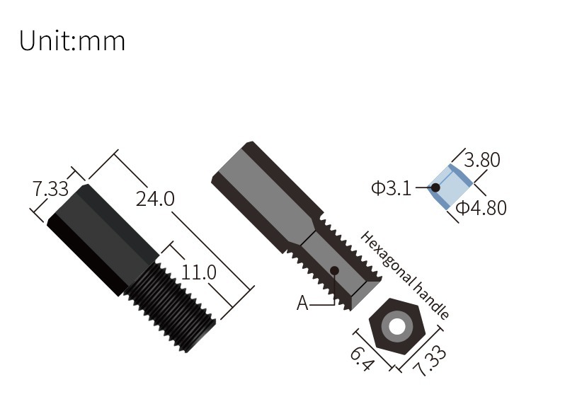 technical drawing of Antitwist Flangeless Fitting for 1/4-28 (Pack of Test Sample) &ndash; PPS ST-020